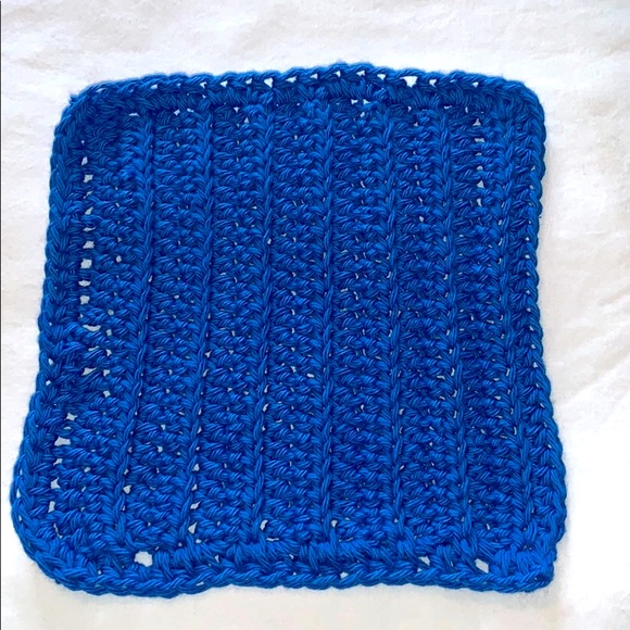 HAND CRAFTED Crocheted Royal Blue 100% Cotton All Purpose Dish or Wash Cloth - Picture 4 of 5